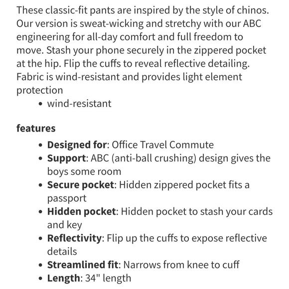 Lululemon Commission Pants Classic Fit  ABC stretchy moisture wicking sz 32 x 33 - Picture 12 of 12